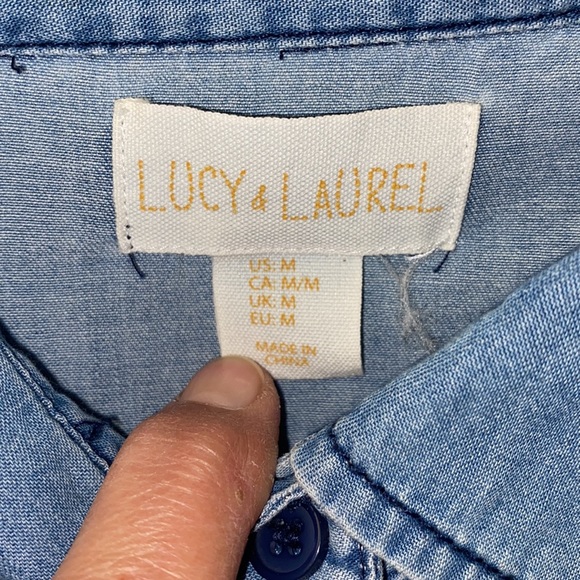 Lucy & Laurel Half-button Denim Shirt - Picture 8 of 9